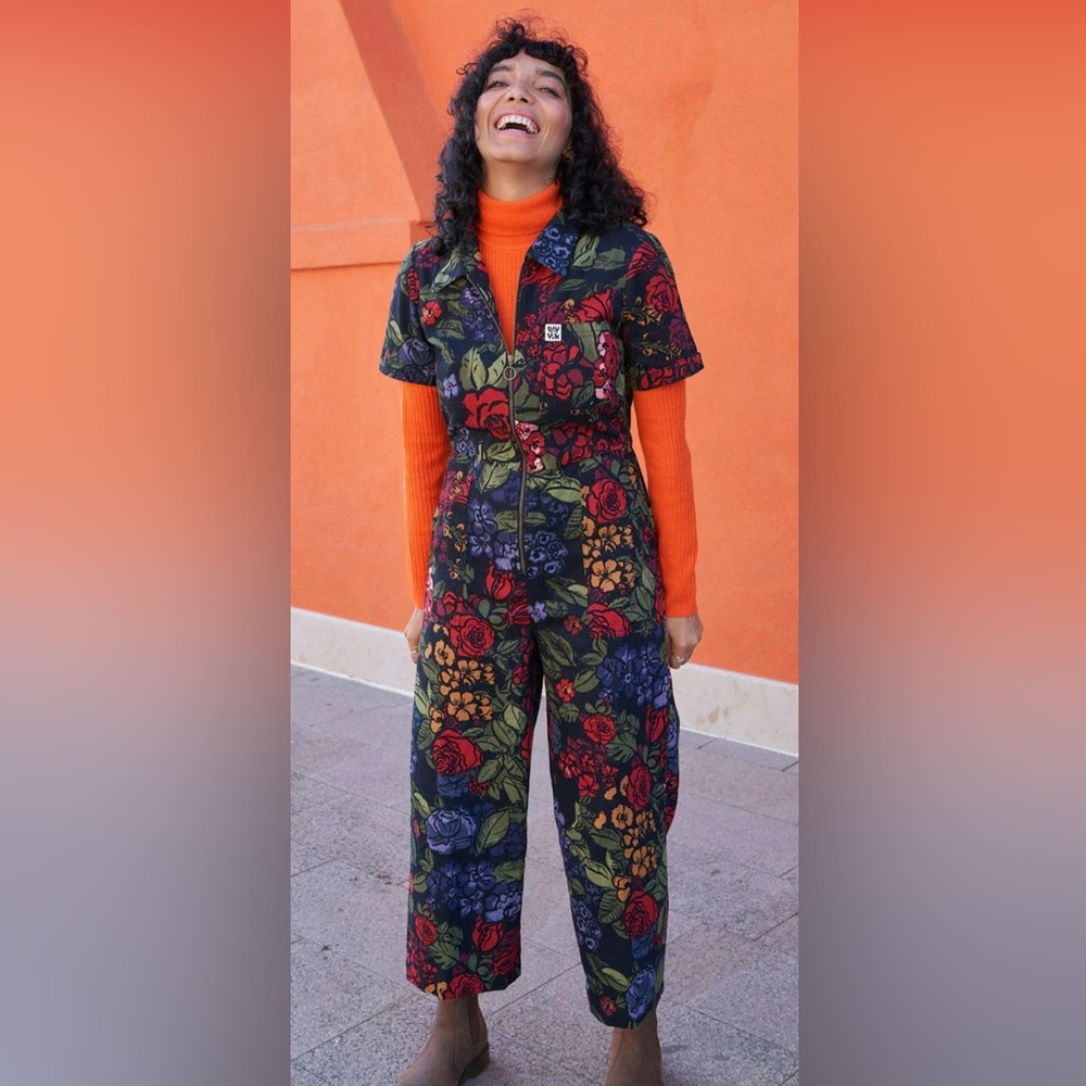 Lucy & Yak Petite Ragan Cotton Jumpsuit in Maria Print *altered*